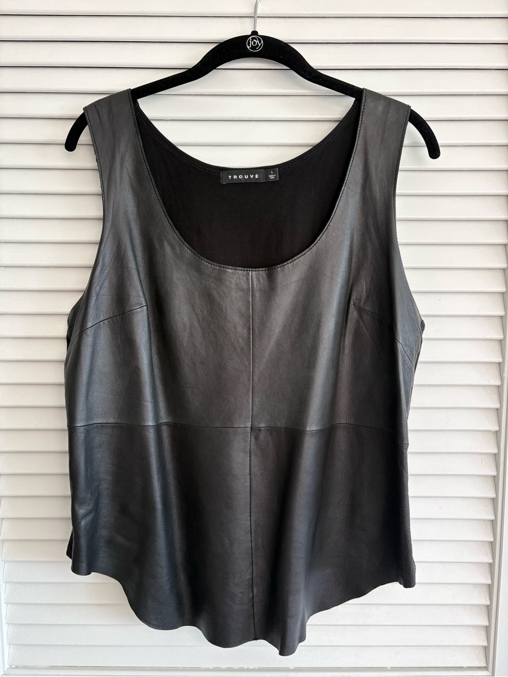 Trouve Black Leather Scoop Neck Tank Top Bikercore Vintage 90’s Grunge
